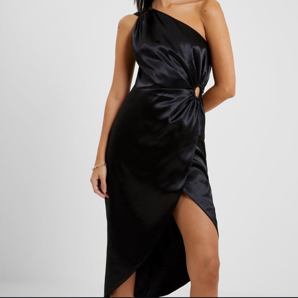 French Connection Adeline Satin Black Dress NWOT